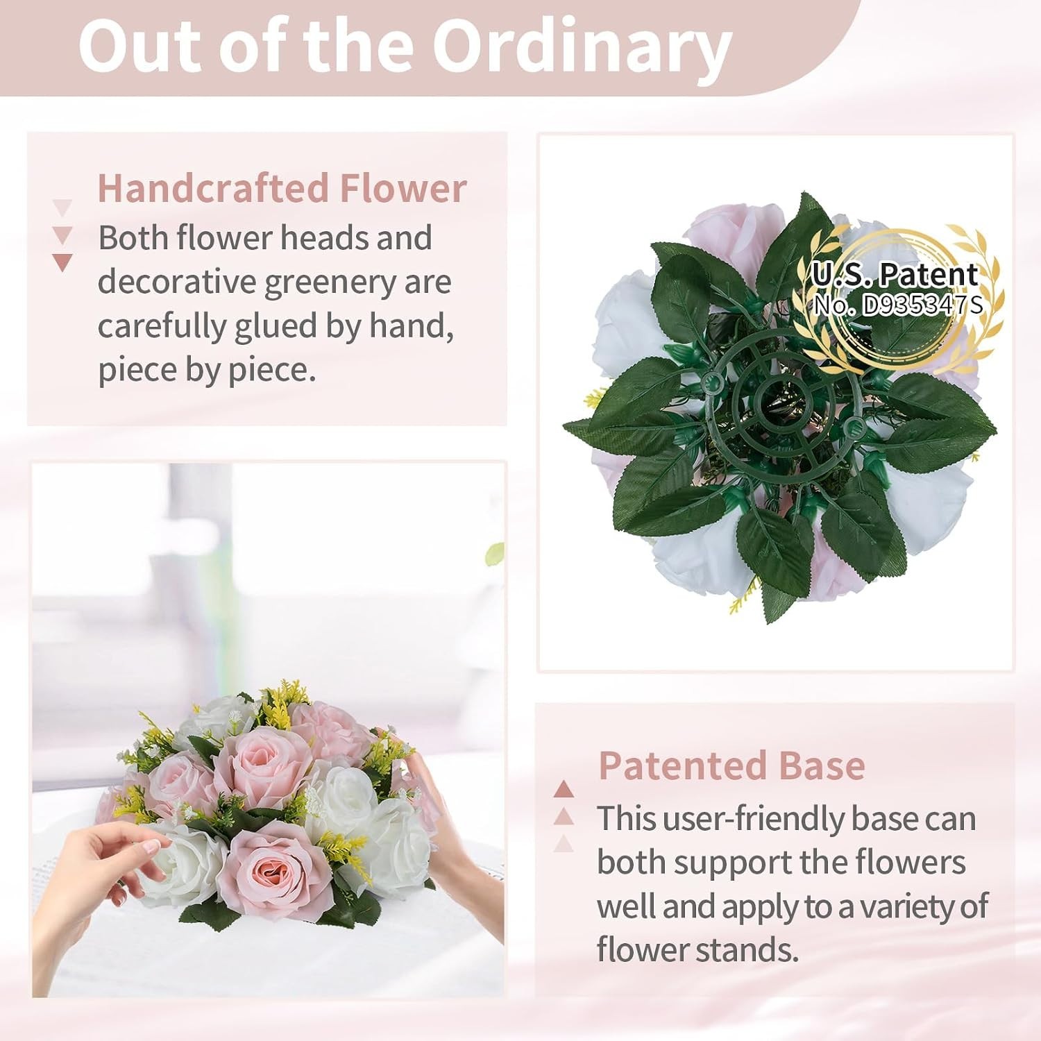 Silk Rose Flower Balls – 10 Pcs 9.5″ Pink White Centerpieces, Ready-to-Use Decor