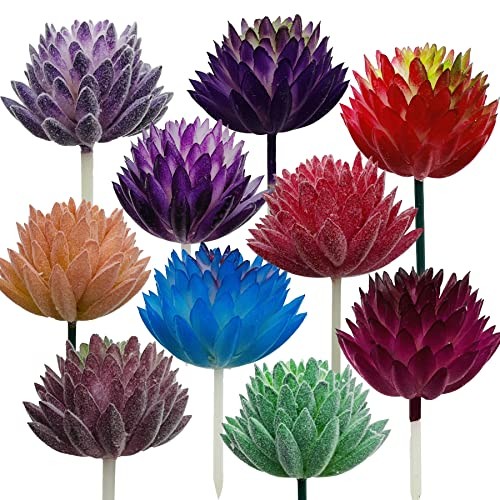 10 PCS Artificial Succulent Plants, Mixed Color Artificial Succulents Picks