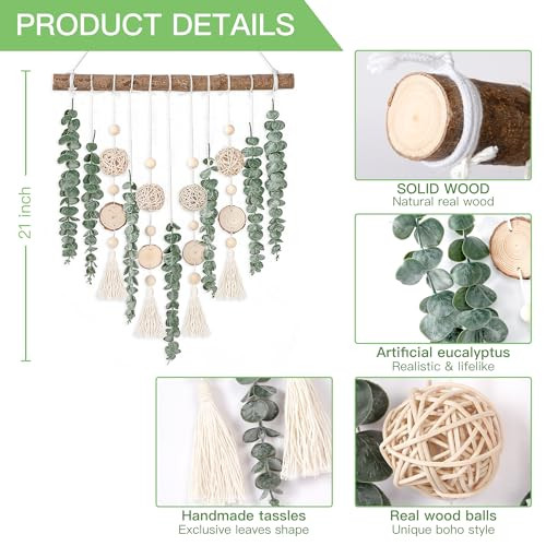 21’’ Eucalyptus Wall Hanging Decor Artificial Eucalyptus Plant Fake Greenery