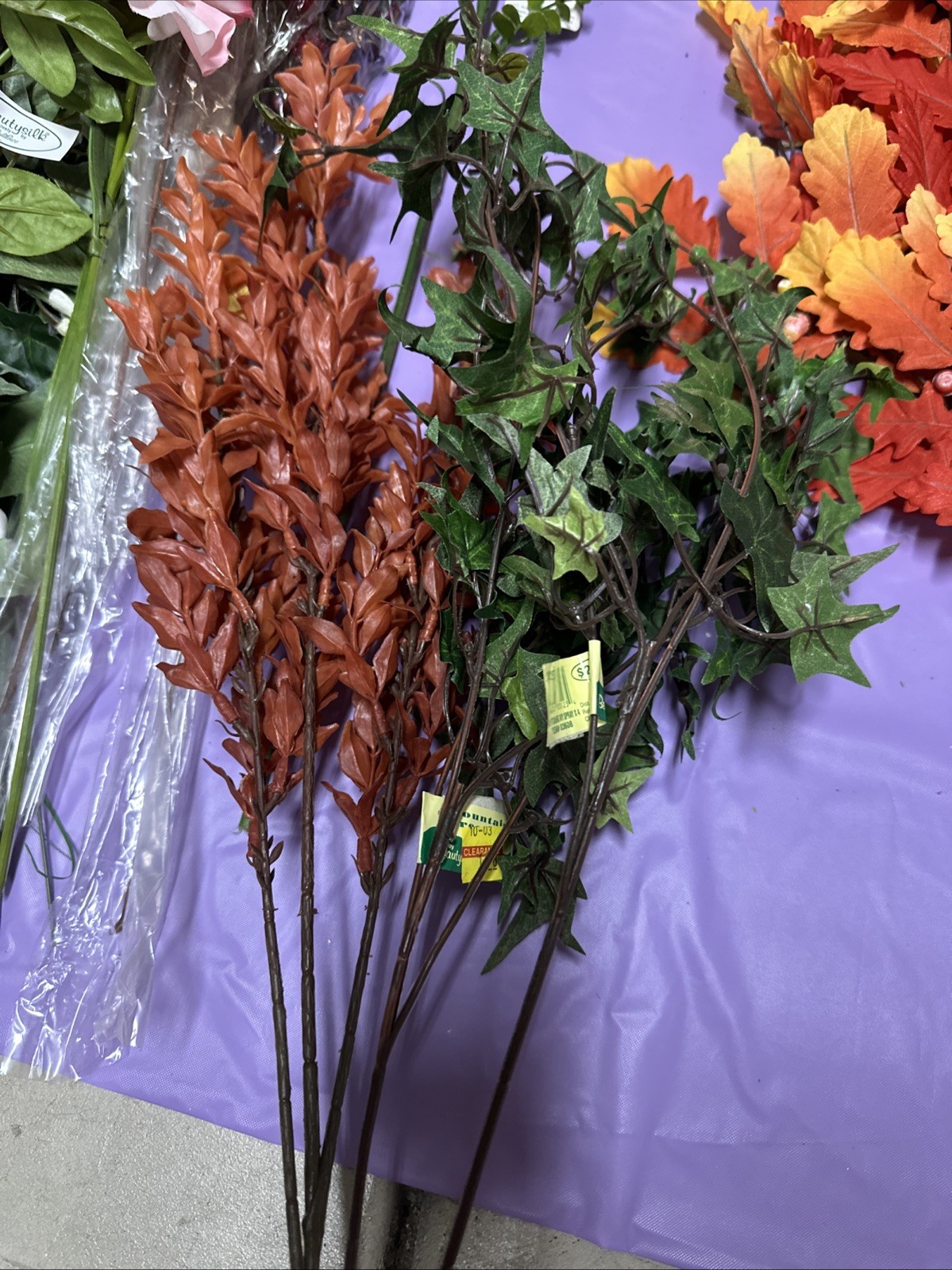 #A11 Lot 1 artificial flowers and leaves for decorations 3+ lbs