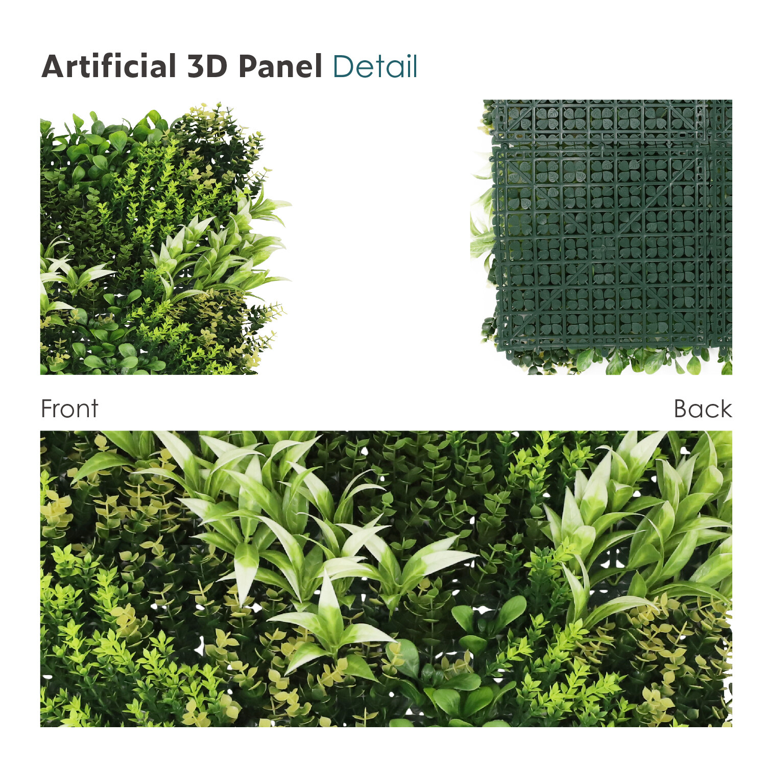 20″ Artificial Leaf Mat #13 3D Mixed Wall Hedge Decor Privacy Fence Panel Grass