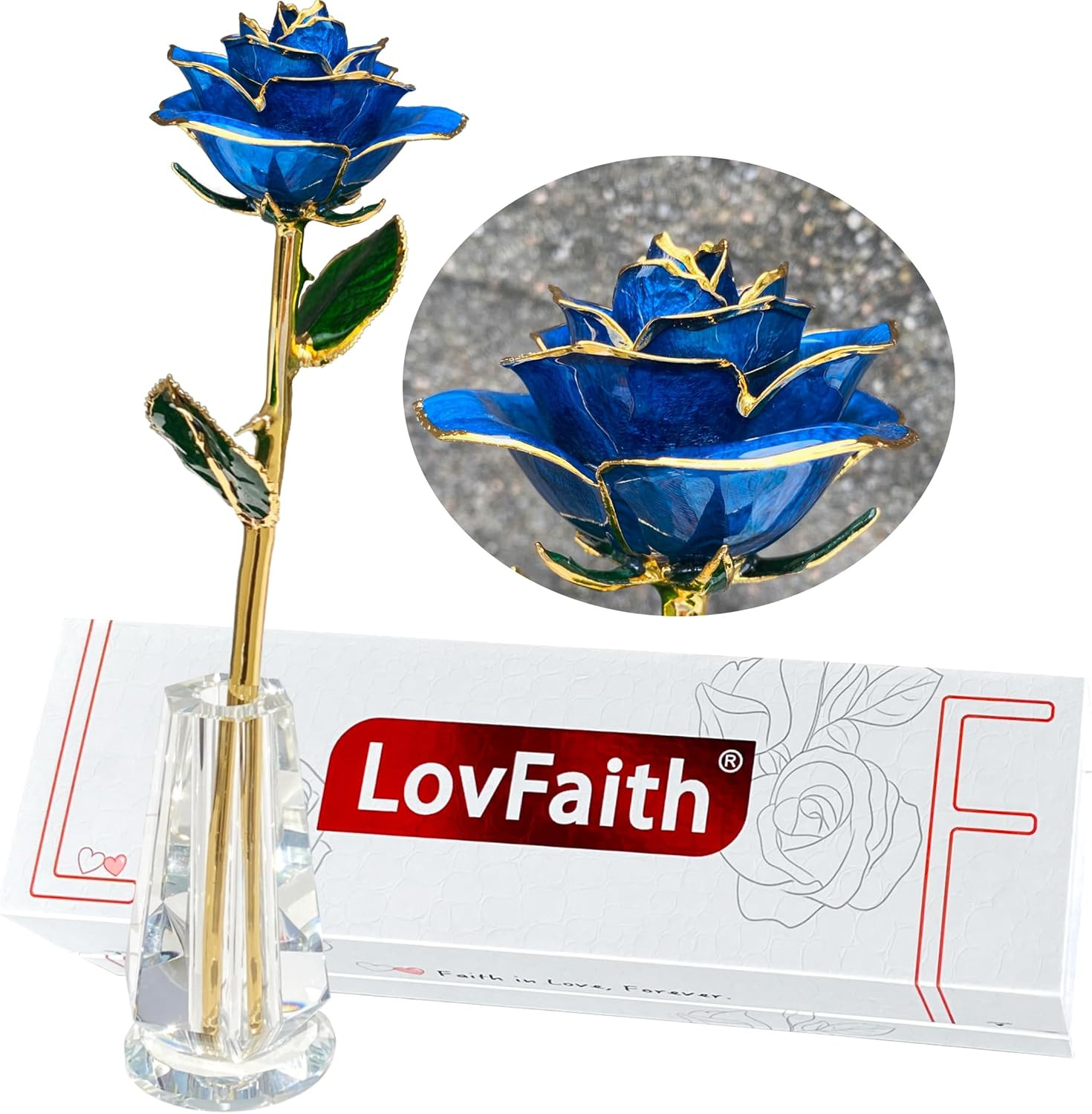 24K Gold Dipped Real Rose with Crystal Stand – Perfect Anniversary Gift