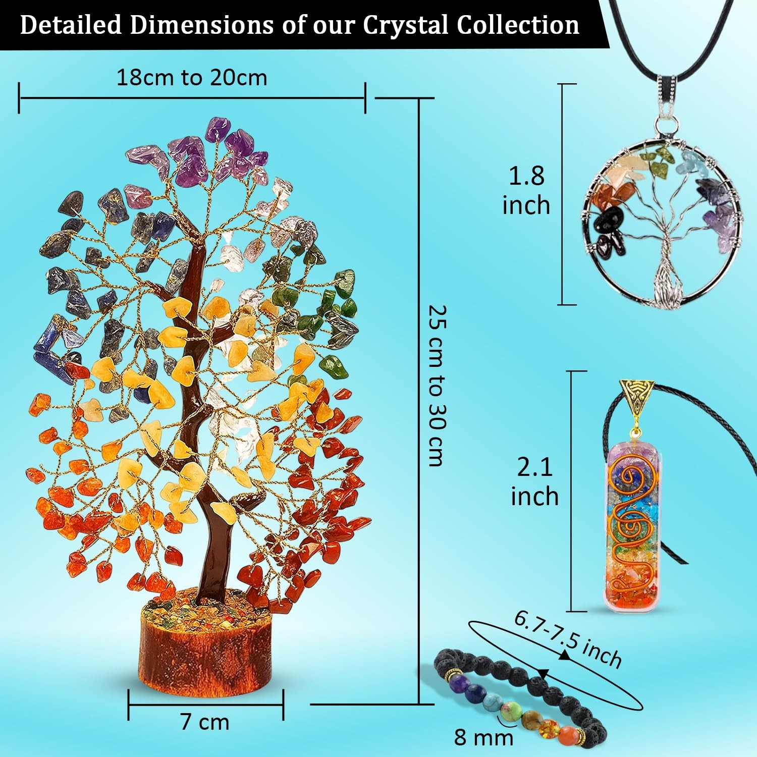 7 Chakra Healing Crystal Gift Set – Premium 300-Bead Gemstone Money Tree, Pro…