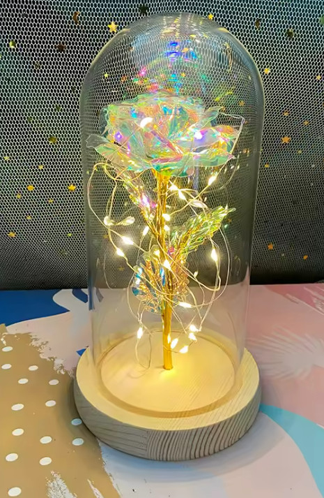 LED Valentine Day Gift For Girlfriend Eternal Rose Light 24K Gold Foil Flower In