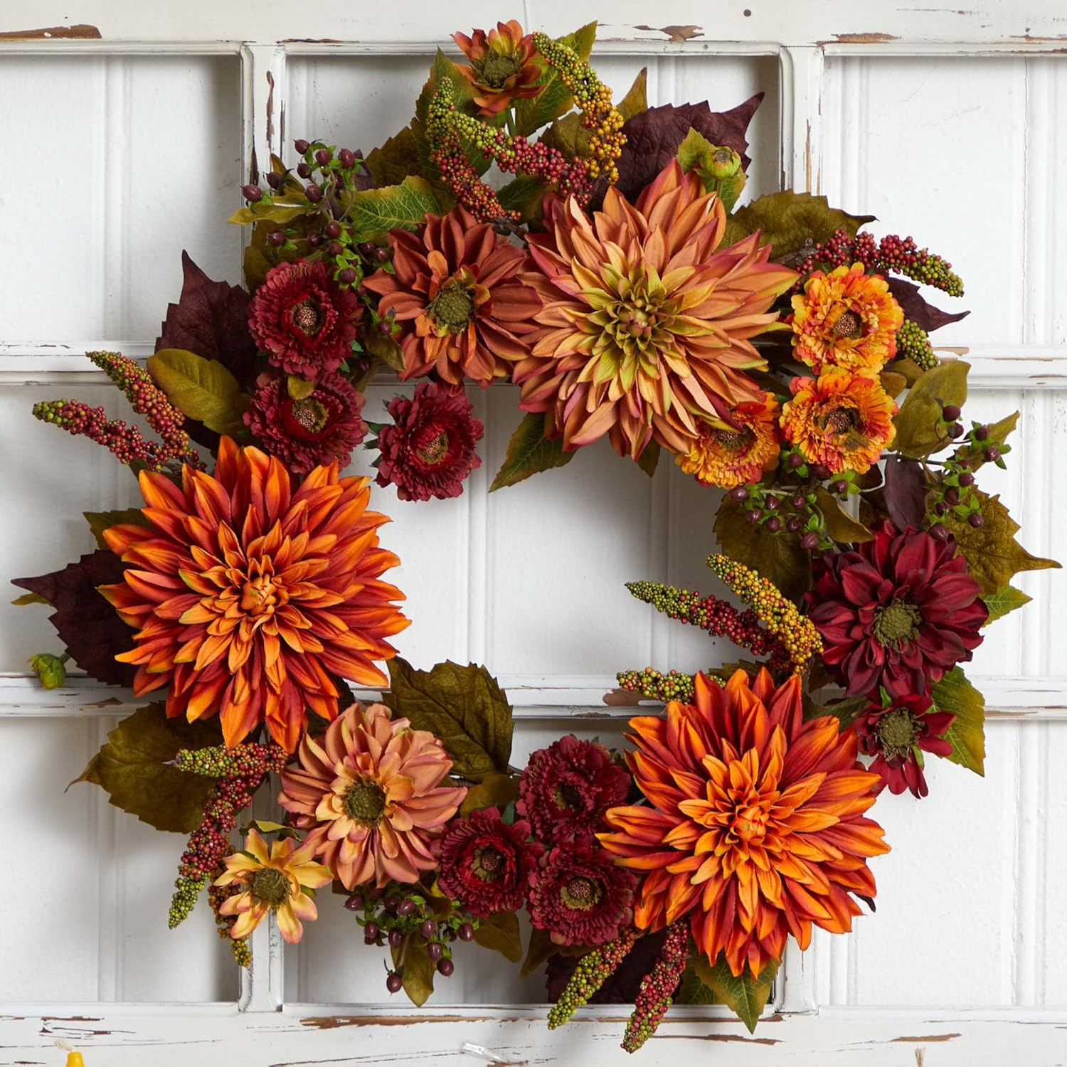 22In. Dahlia & Mum Wreath