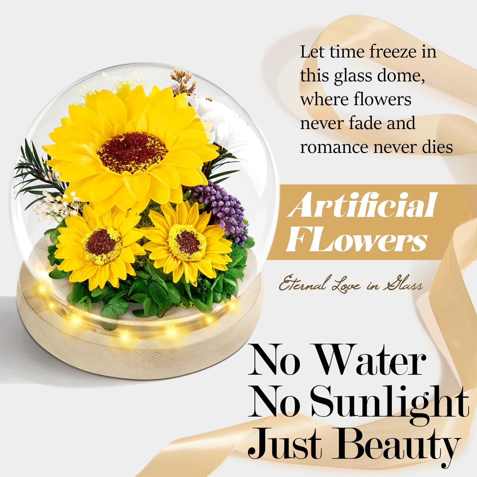 Mothers Day Sunflower Gifts for Mom Gift for , Glass Dome Preserved Eternal F…