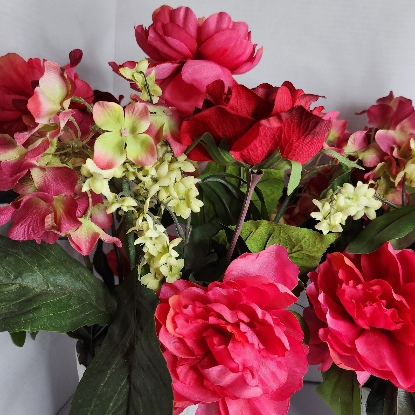 Better Homes & Gardens Artificial Pink Peony Flower Arrangement Metal Pot Set 2
