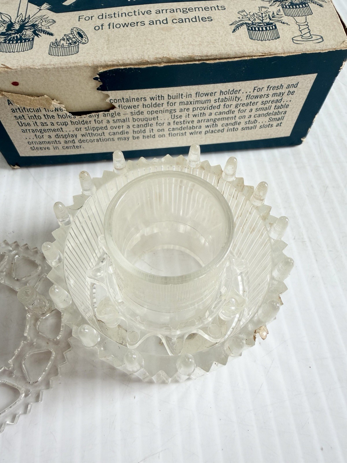 Lot Of 2 Vintage Plastic Flower Arranger Fashioner Flower Frogs Candlestick