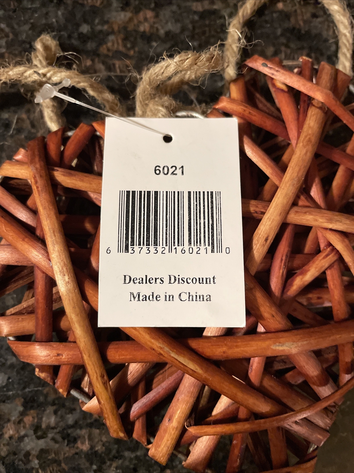 Rattan Wicker Hanging Brown Natural Wooden Hearts Valentine’s Day Set Of 5 New