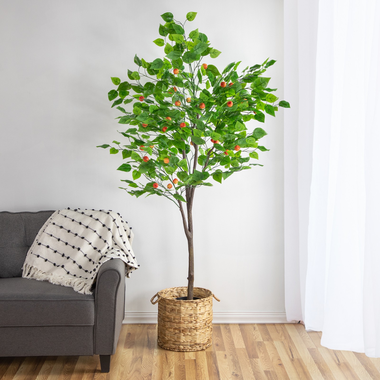 6.5′ Large Artificial Apple Tree in Black Pot