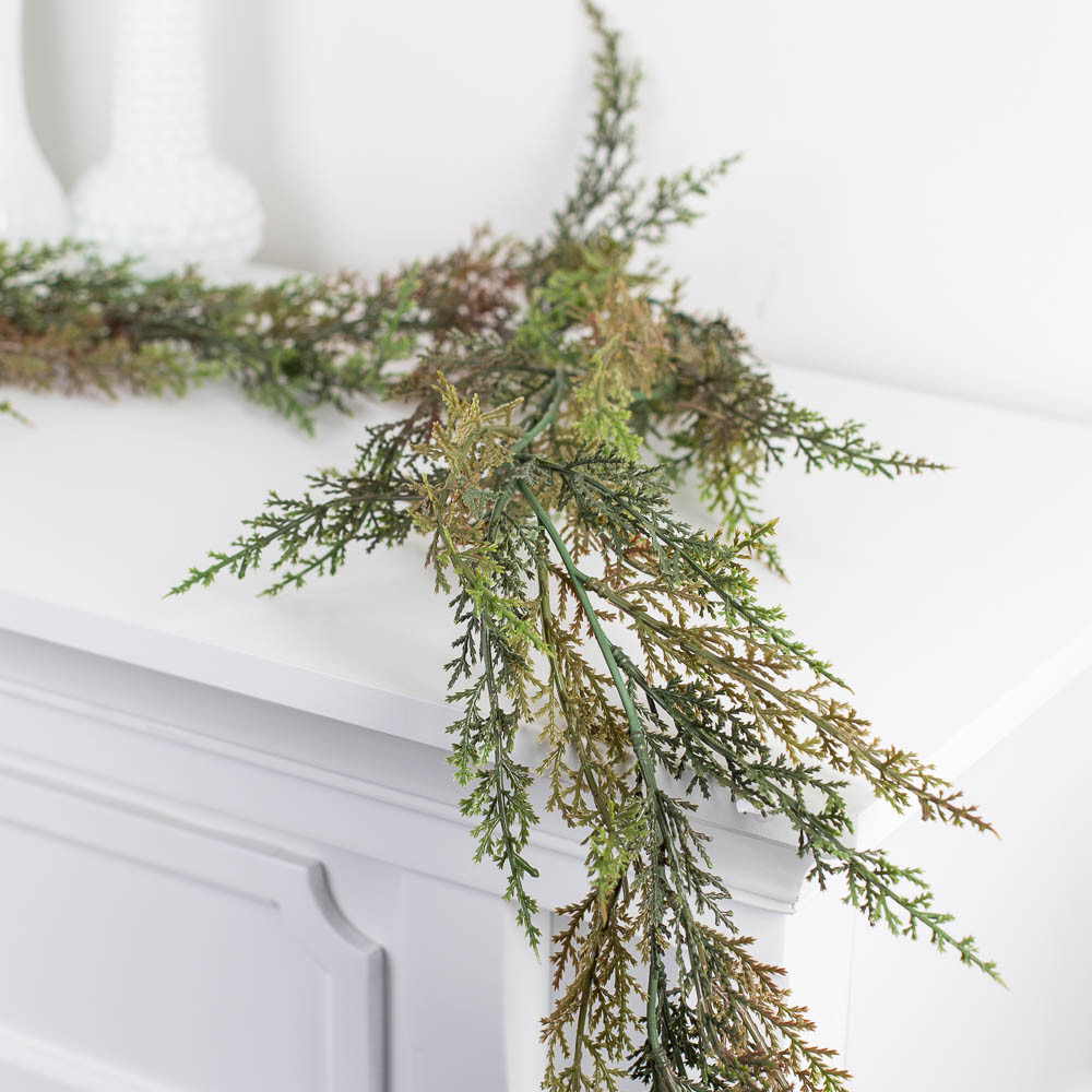 Set of 2 Artificial Weatherproof Cedar Juniper Garlands – Over 11 feet, Total