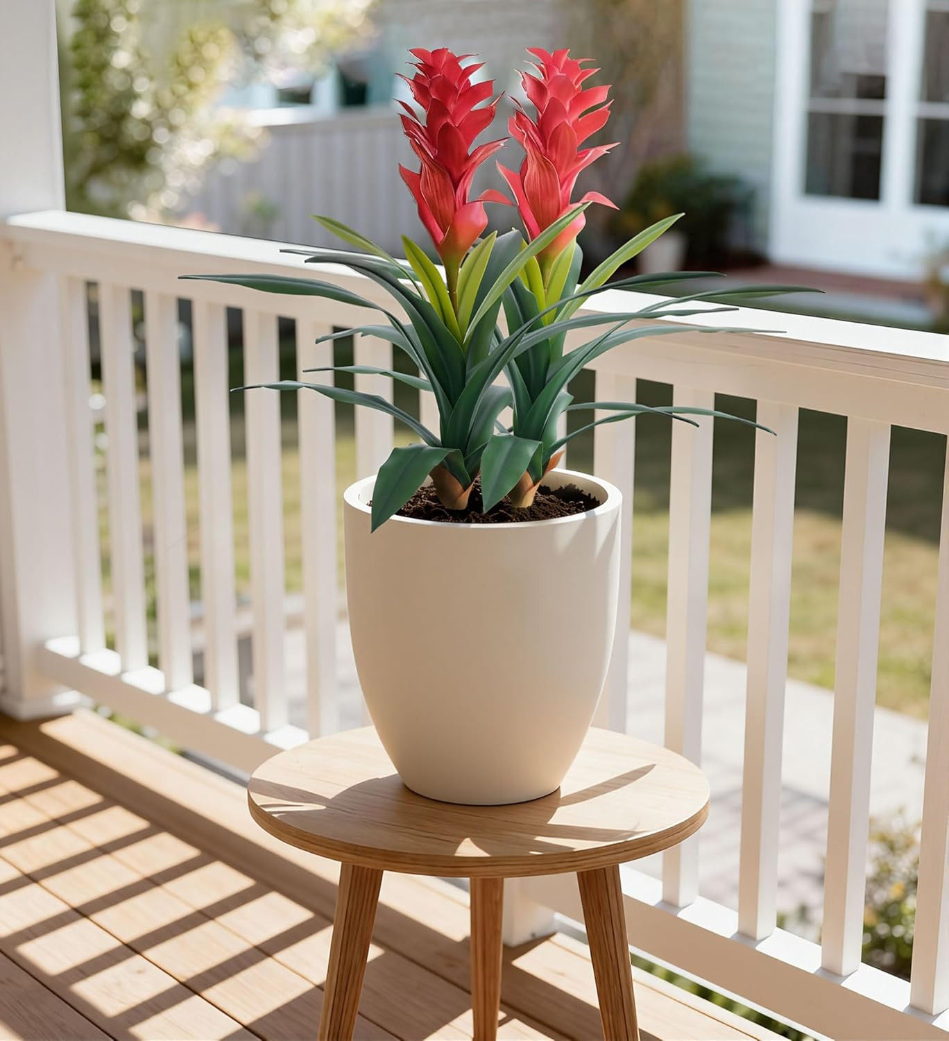 Fake Flowers Plants for Outdoors, 2 Pcs 16.93″ Bromeliad Artificial Flowers Uv R