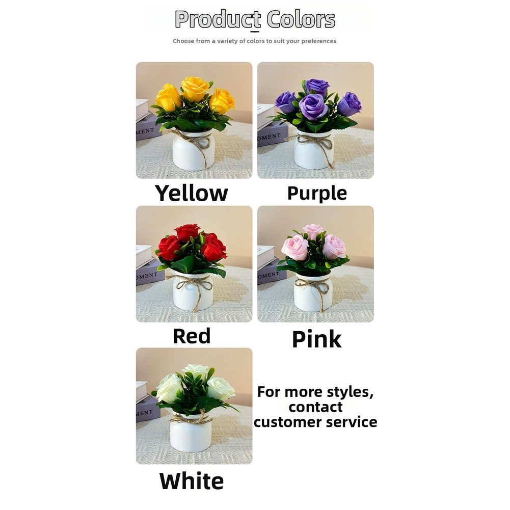 Artificial Flower Arrangement in Pot with Bow for Event For Home Styling