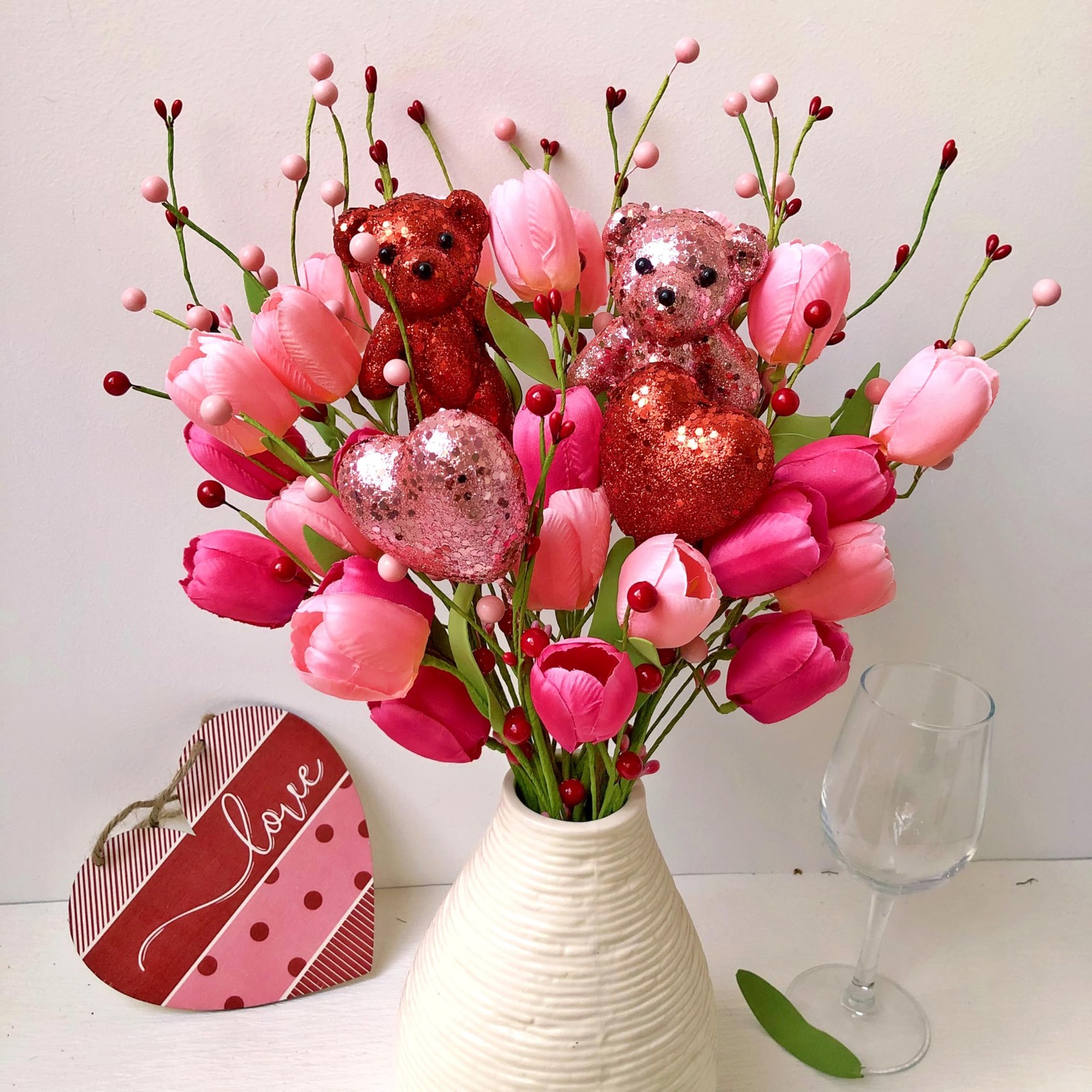 Valentine’s Day Decorations Flowers 10Pack Artificial Floral Picks with Pink Red