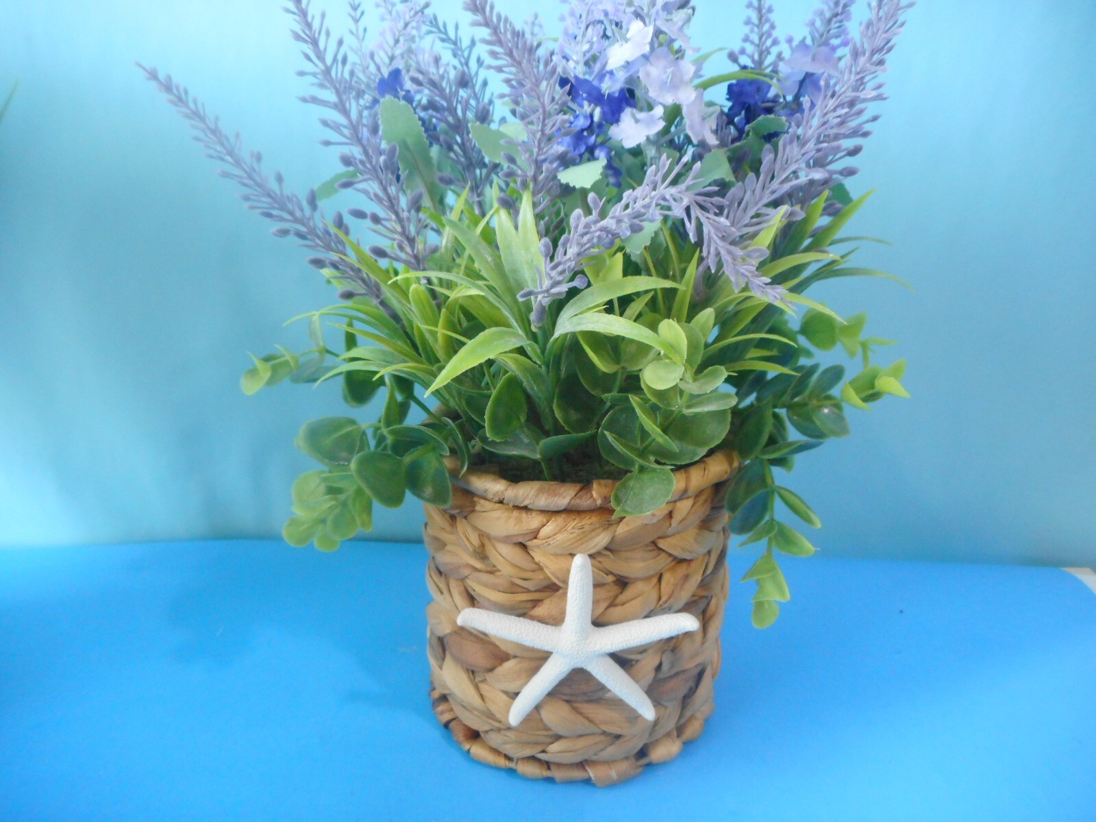 Lavender Arrangement In Seagrass Pot-Coastal Home Decor