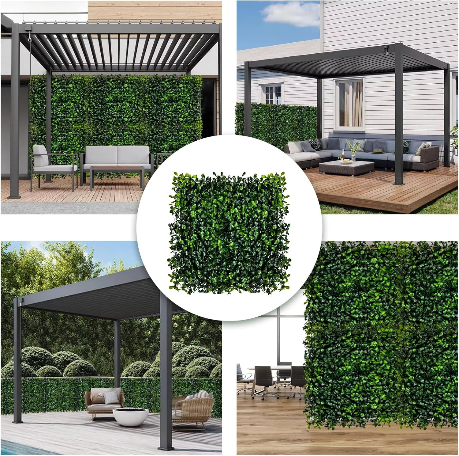 12 Pack Artificial Boxwood Grass Wall Panels, Boxwood Hedge 10″X10″ Wall