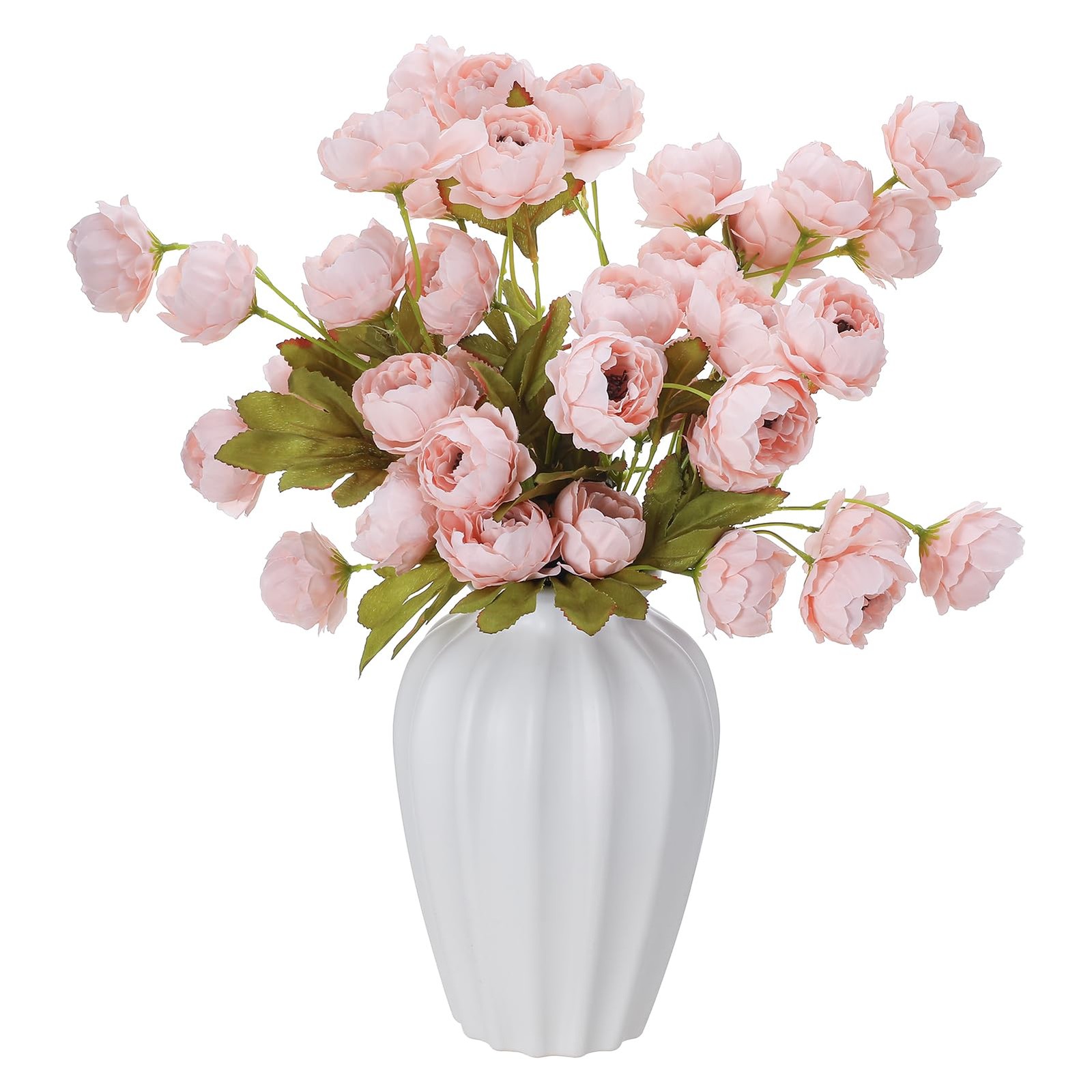 8 Pcs Faux Peony Flowers with Stems, Champagne Pink Artificial Silk Peonies, …
