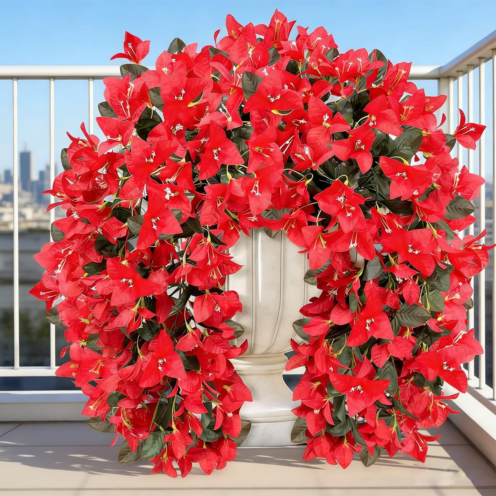 4Pcs 27.5 Inch Red Artificial Bougainvillea Flower Garlands – Silk Fake Vines…