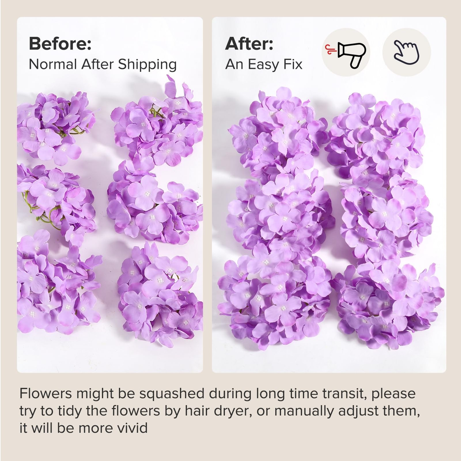 Auihiay Purple Hydrangea Bulk 204Pcs
