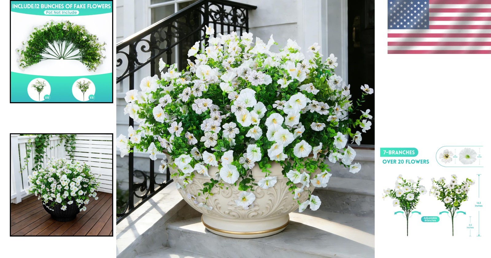Zero Maintenance Artificial Flowers for Home, Patio, and Garden – 12 Bunches