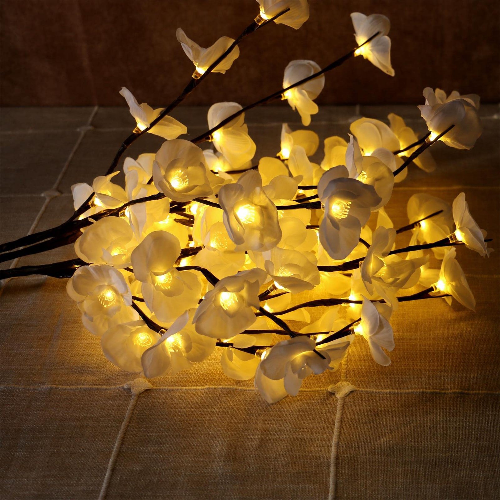 3PCS LED Lighted Tree Branches Lights with Timer with White Artificial Orchid…