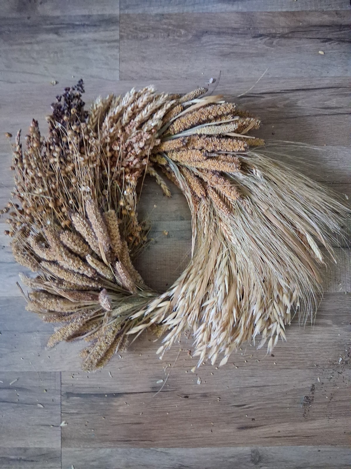Natural Dried Flower/Wheat Wreath 15″ – Wall Or Door Decor And Wheat Stalks