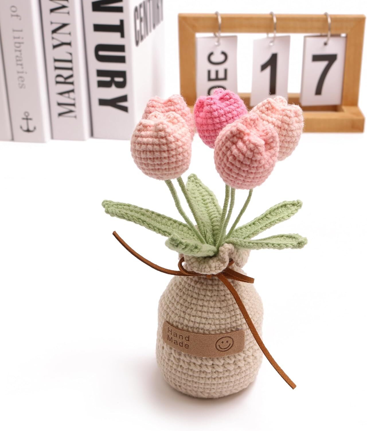 Crochet Woven Tulips with Wool,Simulation Plant Crochet Hand-Woven Flowers