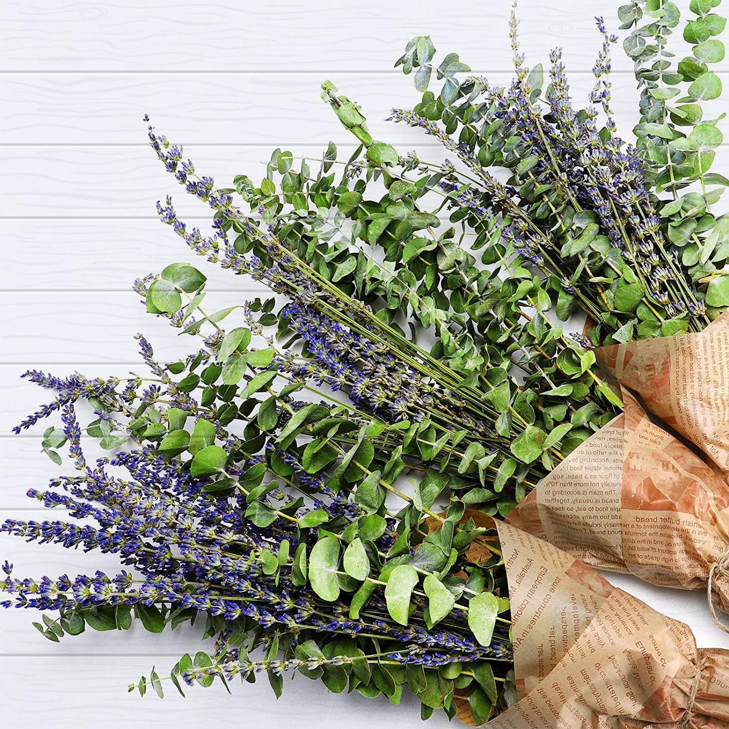 115pcs Dried Eucalyptus Stems and Lavender Flowers Bundle for Shower 17″ Natu…