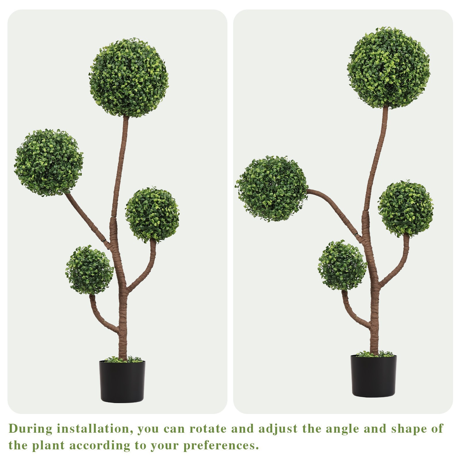 US Stock 1pc 4FT Artificial Boxwood Topiary Tree in Pot, Large Faux Green Plant