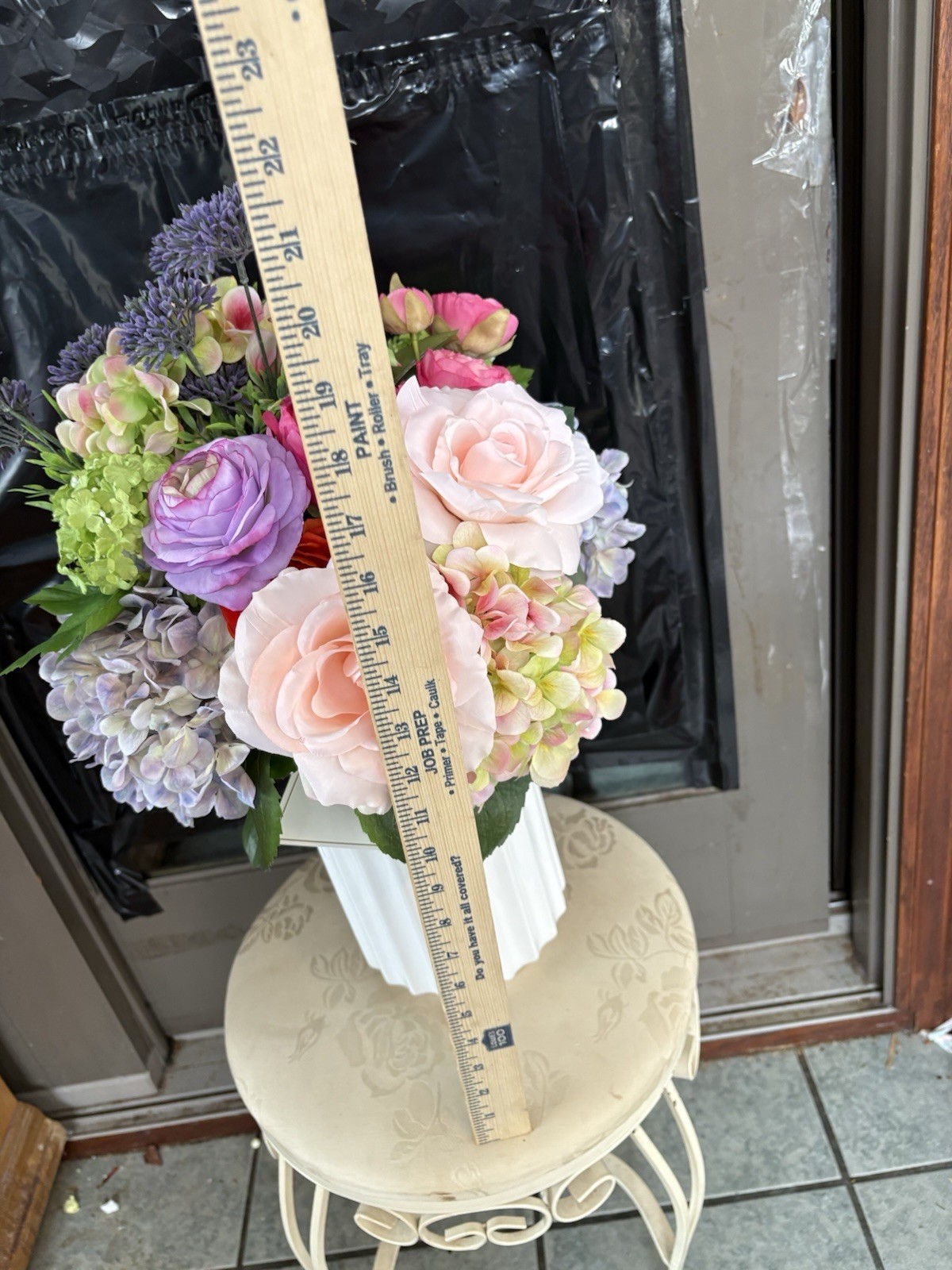 24” Large Real Touch Floral Arrangement Ivory Ceramic Vase Multicolored Viral