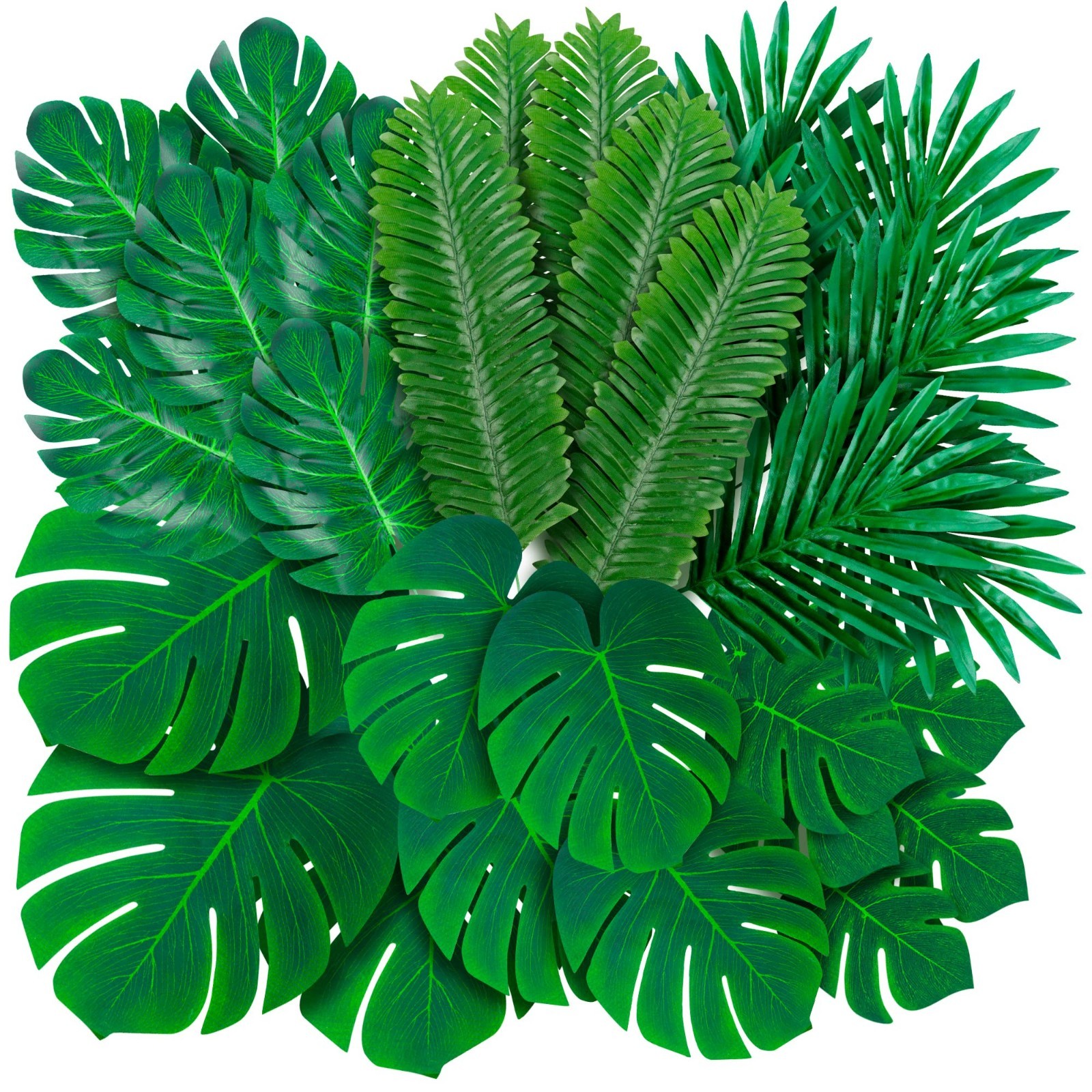108 Pack Artificial Palm Leaves – Tropical Monstera & Greenery for Luau, Wedding