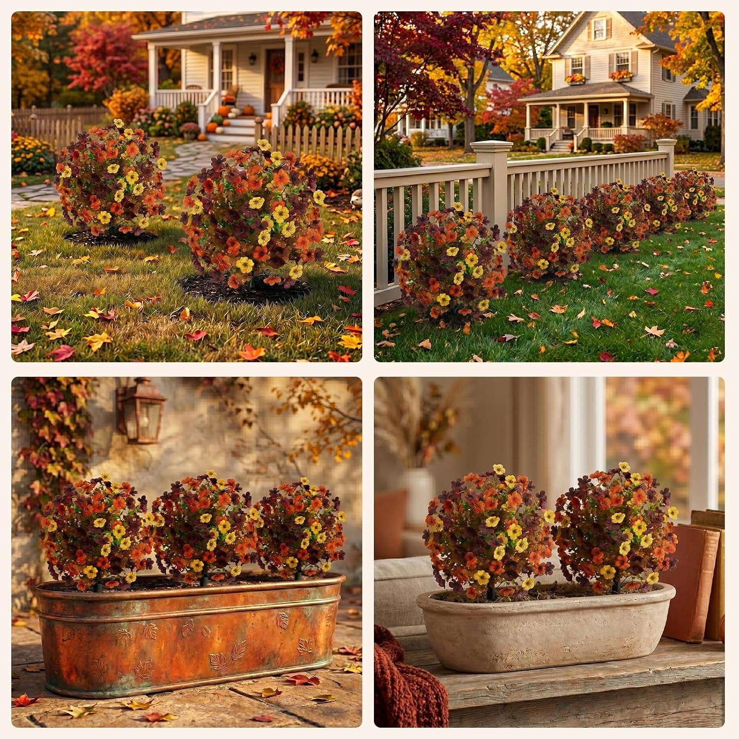 2 Pack UV Resistant Fall Topiary Ball Trees for Outdoor Autumn Decor