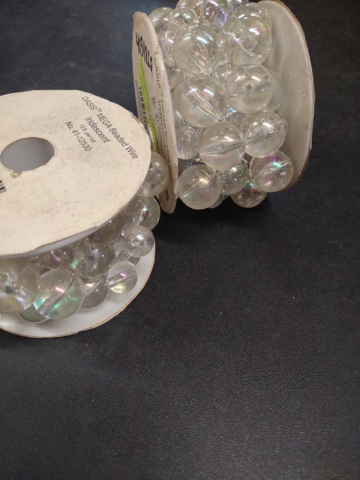 Oasis Brand Mega Beaded Wire, Iridescent, 13 Feet Per Roll, Different Size Beads
