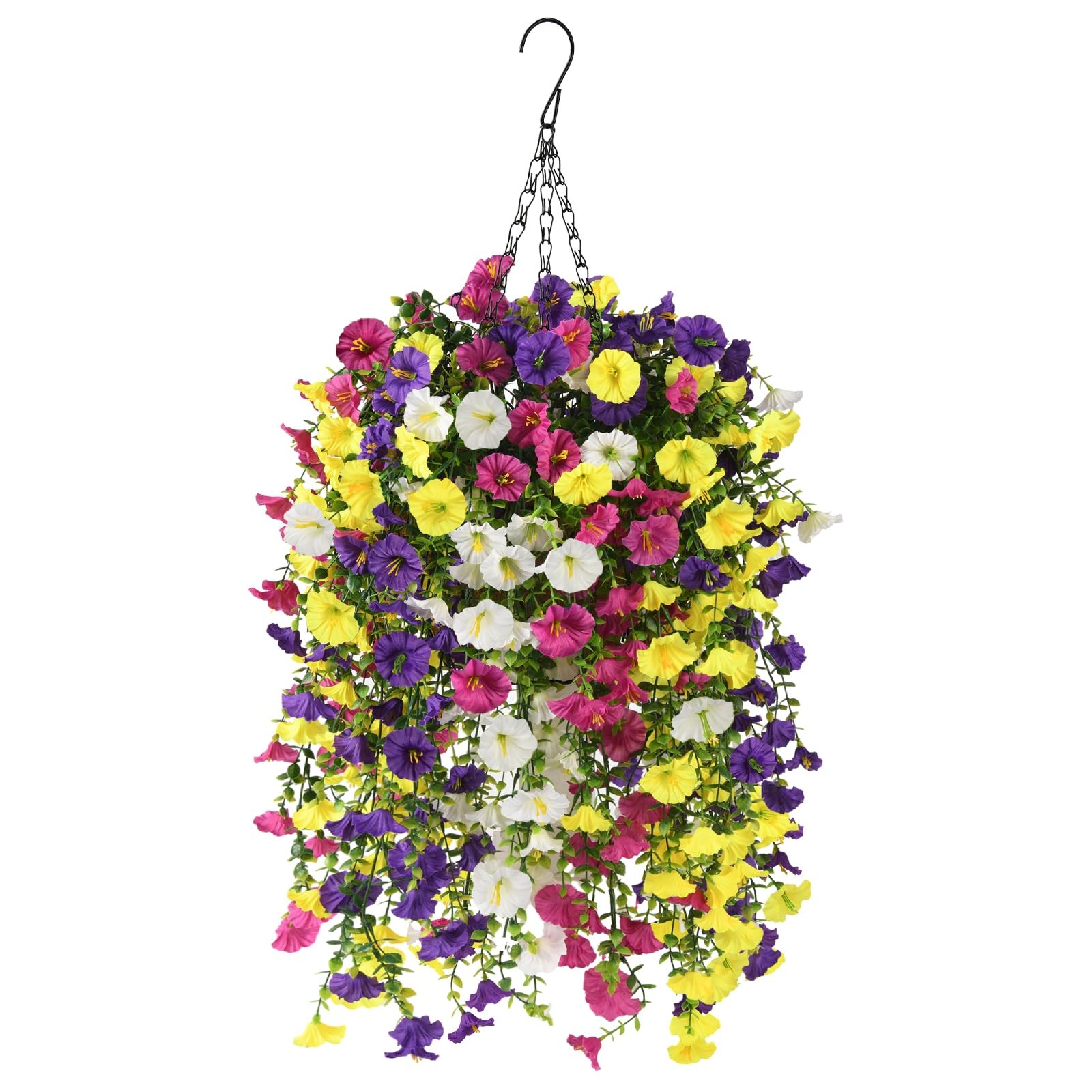 Homsunny Artificial Fake Hanging Flowers Plants Baskets for Outdoor Spring De…
