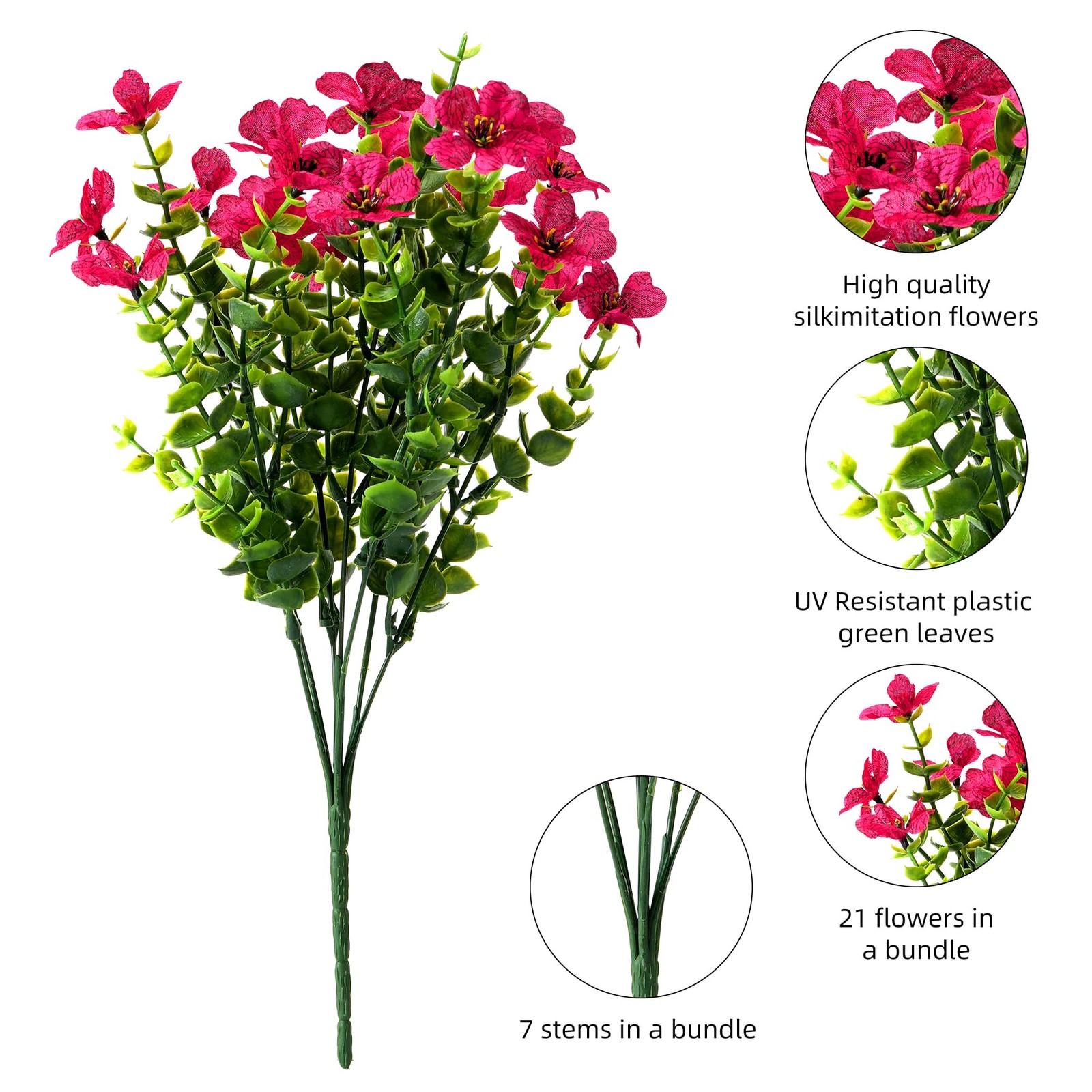 Artificial Flowers for Outdoors, UV Resistant Fake Silk Flowers