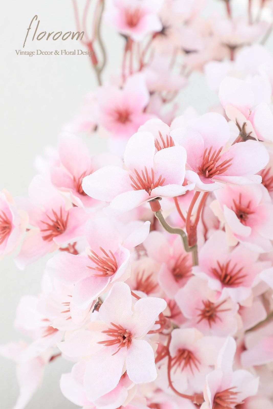 Artificial Cherry Blossom Branches Pink Faux Silk Flowers Bouquets 6 PCS