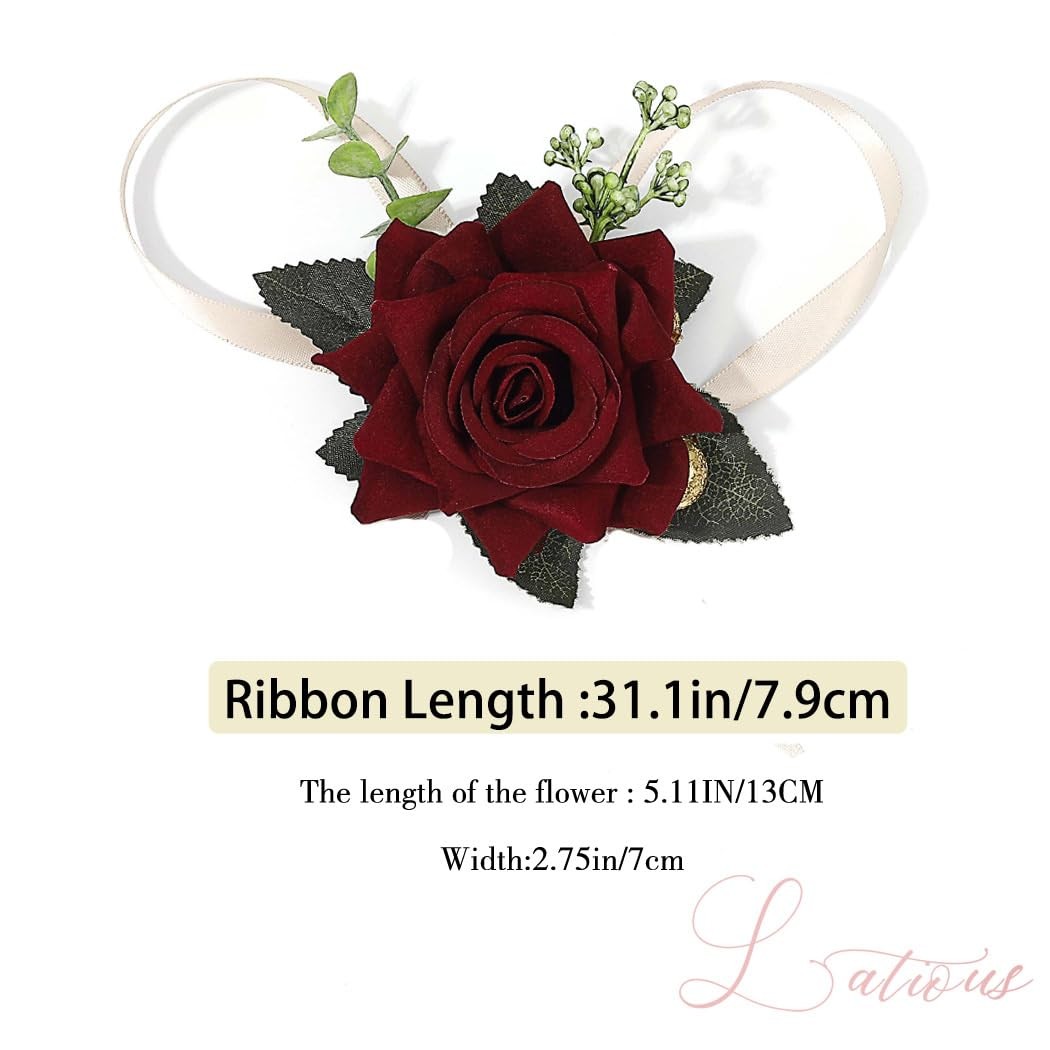 Red Rose Corsage, Prom, Wedding, Bridesmaid Hand Flower, Women, Girls, Decor