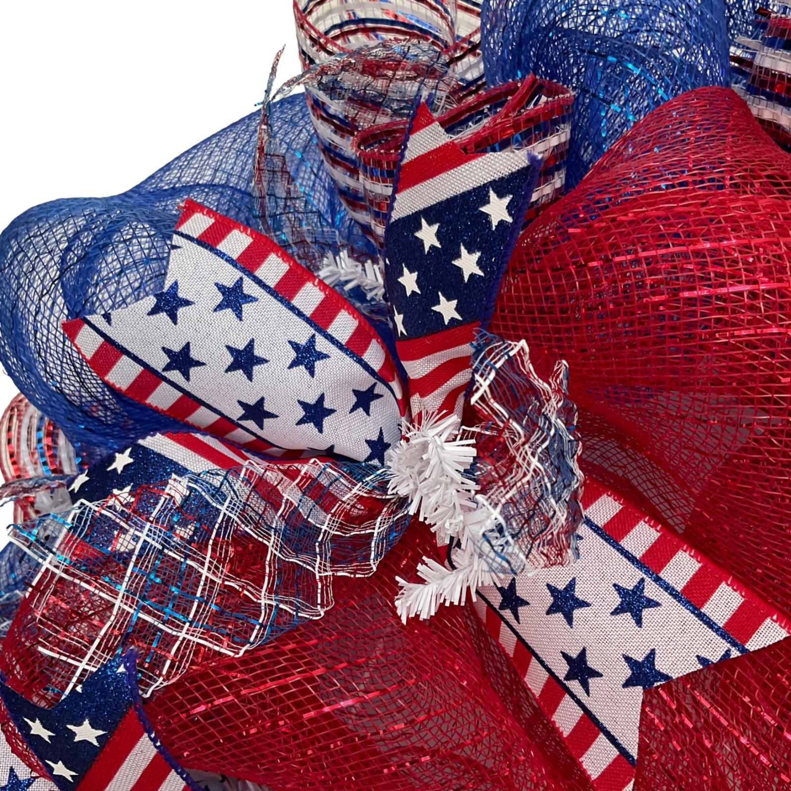 Happy Juneteenth Red White and Blue Handmade Deco Mesh Wreath
