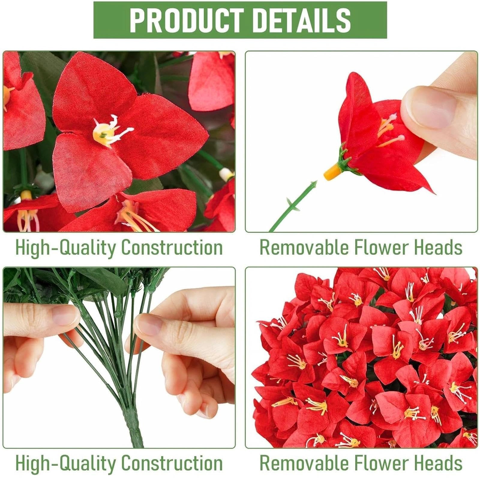 Artificial Bougainvillea for Outdoors Faux Plants UV Resistant Flowers Fake Plas