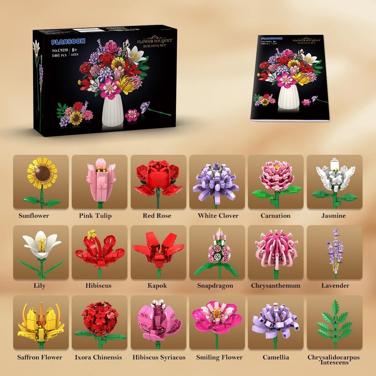 Flower Bouquet Building Set, Valentines Day Botanical Collection Building Block