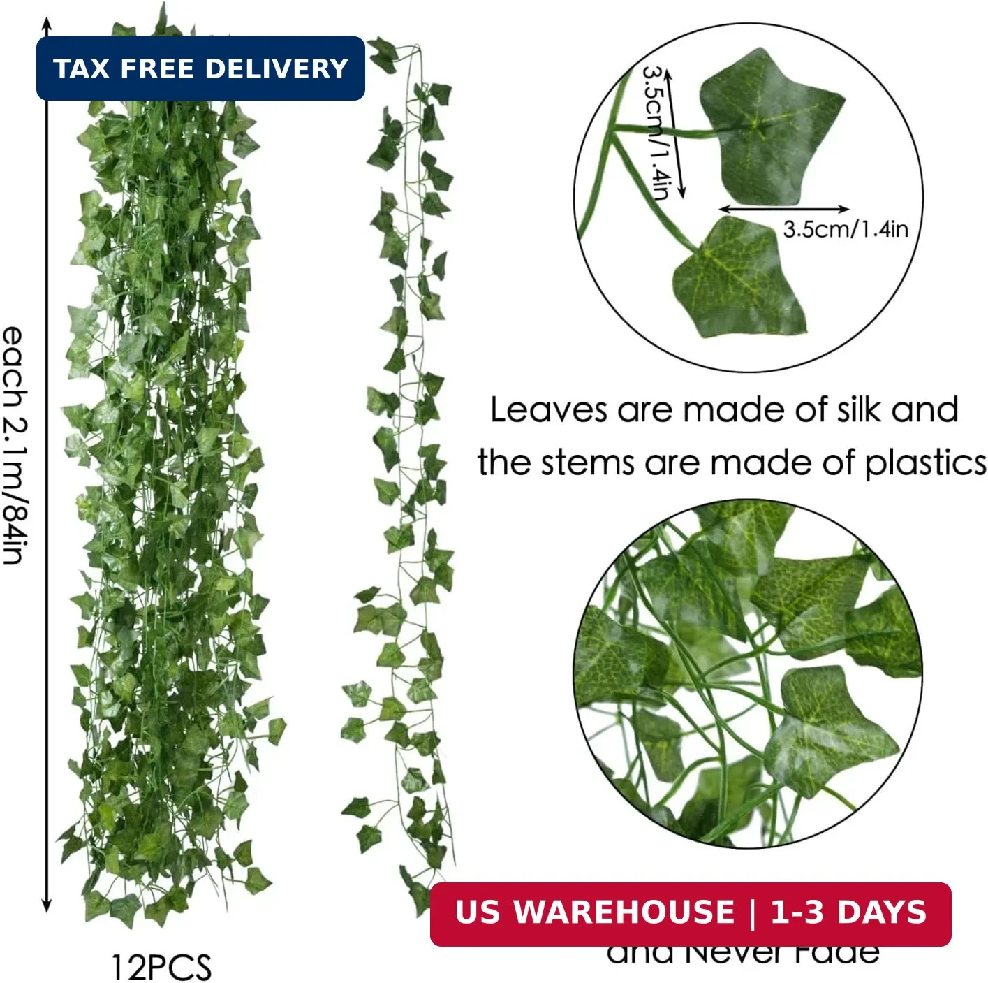 Fake Vines for Room Decor(24Pack168Ft) Aesthetic Artificial Plant Ivy Leaves Han