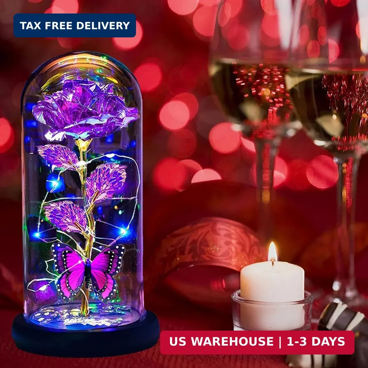 Mothers Day Flowers Gifts for Mom Wife Her Women,Light Up Rose Flower in A Glass