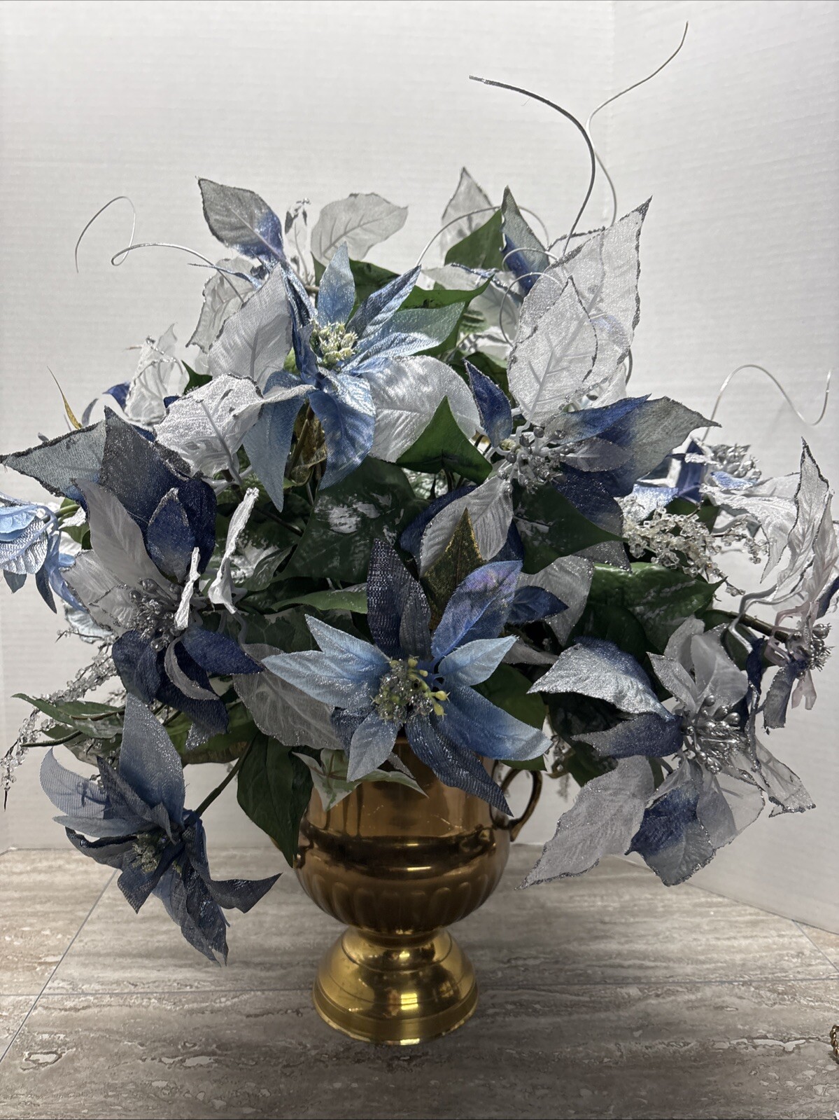 Large Floral Arrangement/ Center Piece In Gold Vase 24×24