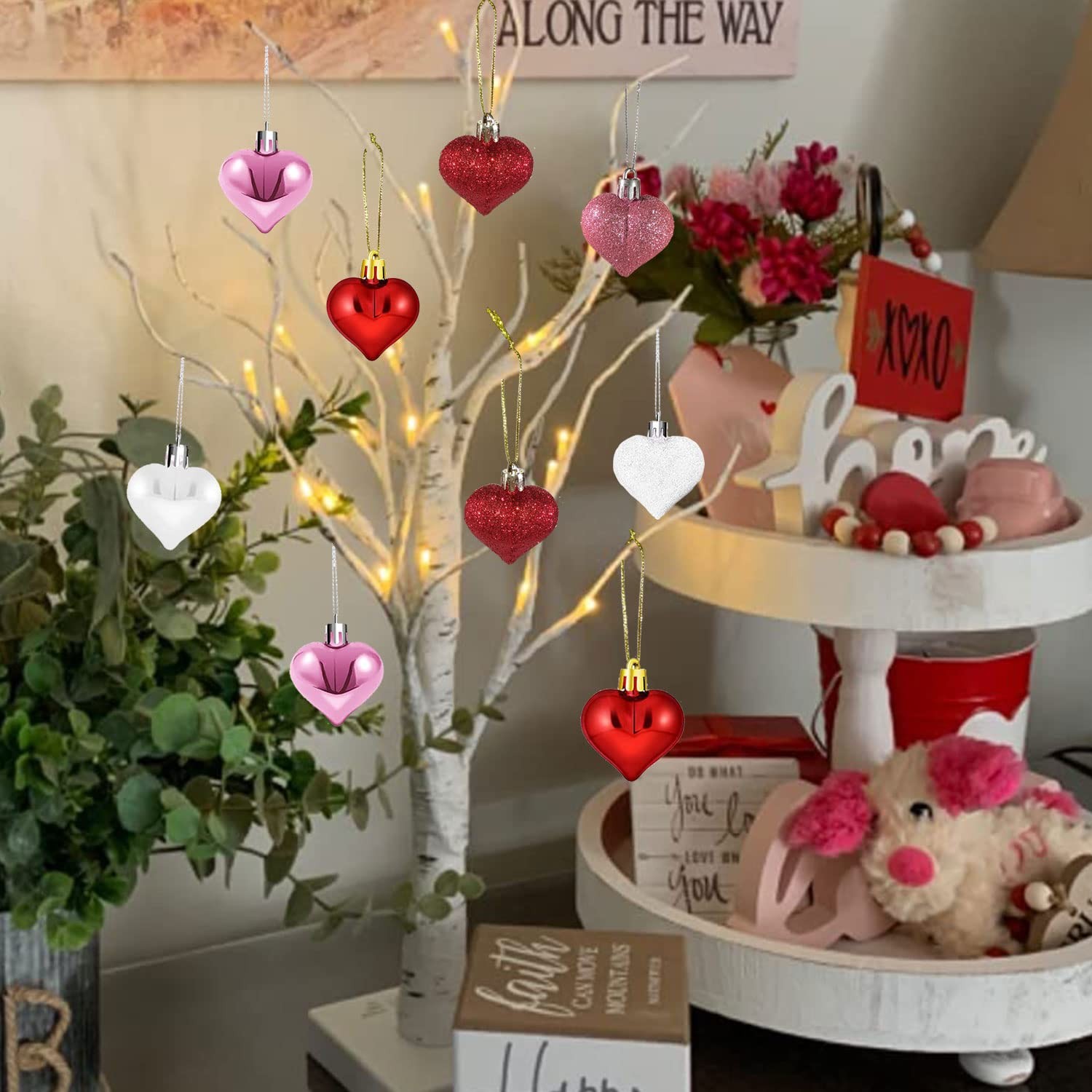 Valentine Tree, Valentines Day Centerpiece for Table, Lighted Valentine Decorati