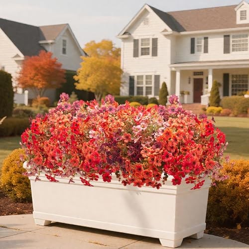 16 Bundles Artificial Fall Flowers, UV Resistant Faux Plants for Fall Orange