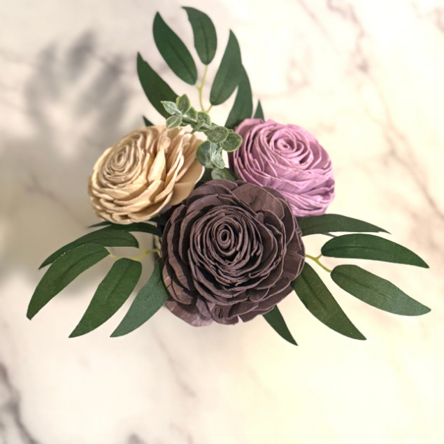 Sola Wood Flower Centrepiece Lavender Rose Burgundy Mason Jar Arrangement
