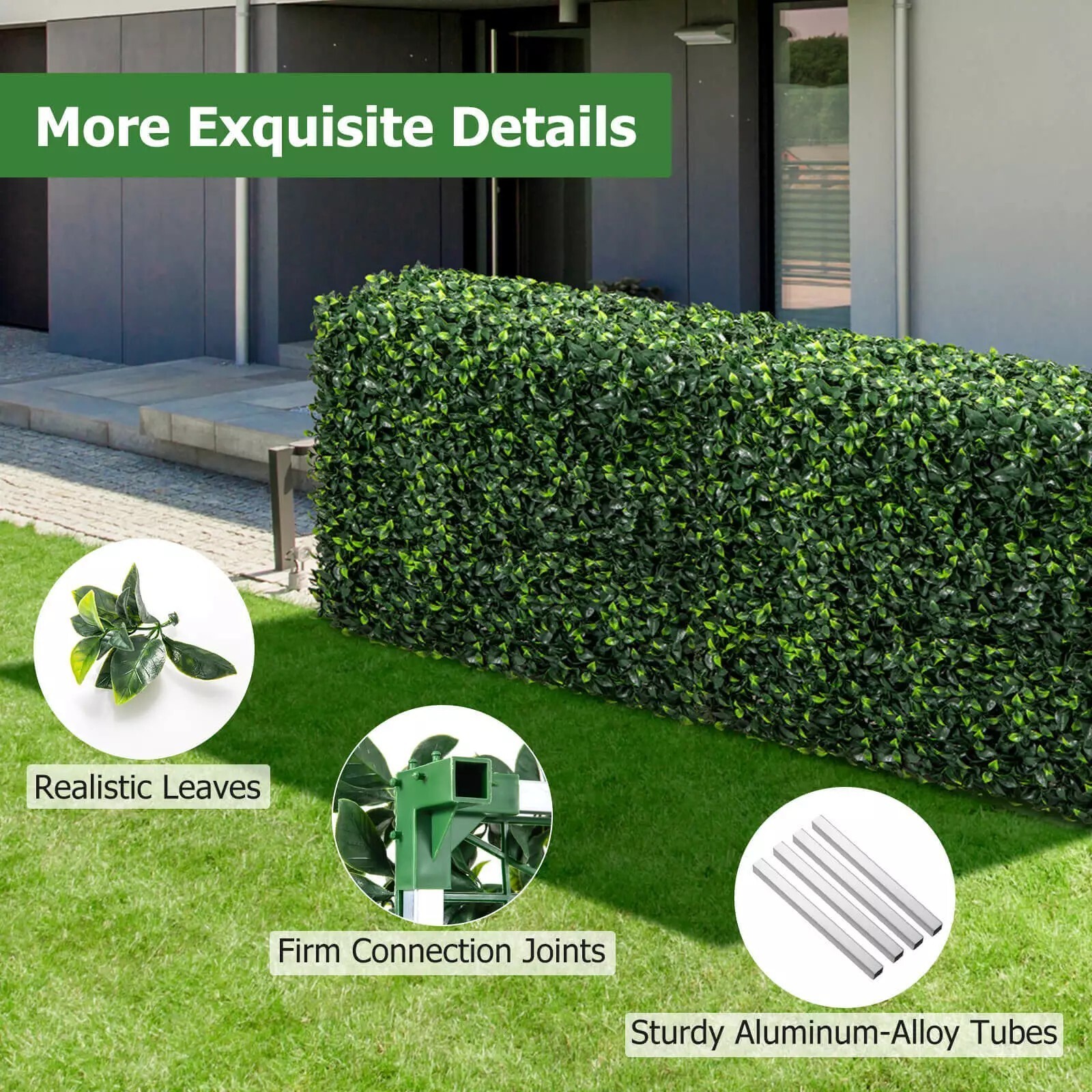 Artificial Plant Wall w/ Realistic PE Leaves Zip Ties Decoration 36″ x 15″ x 34″