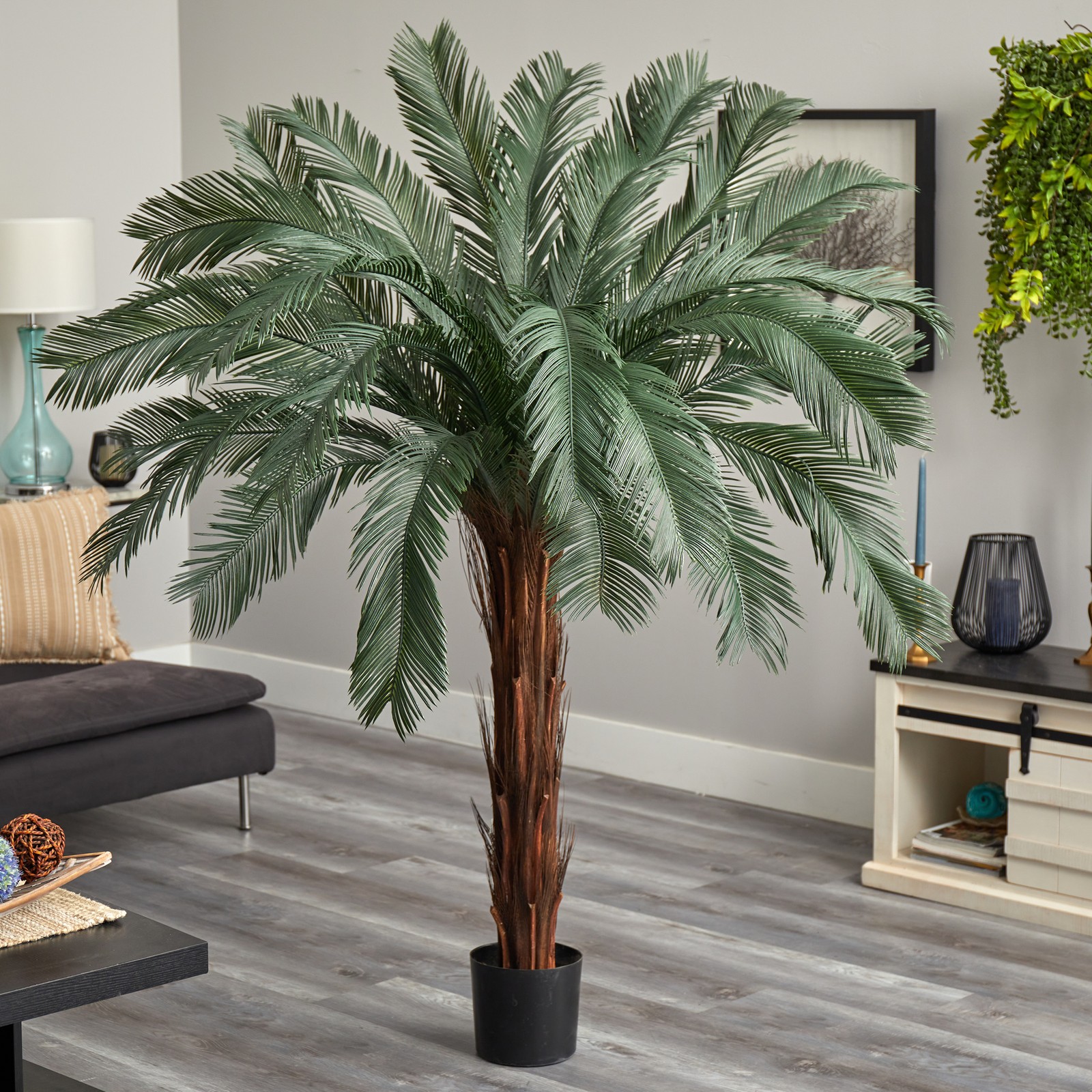 Nearly Natural Indoor/Outdoor 72″ Cycas Artificial Tree UV Resistant Green/Black