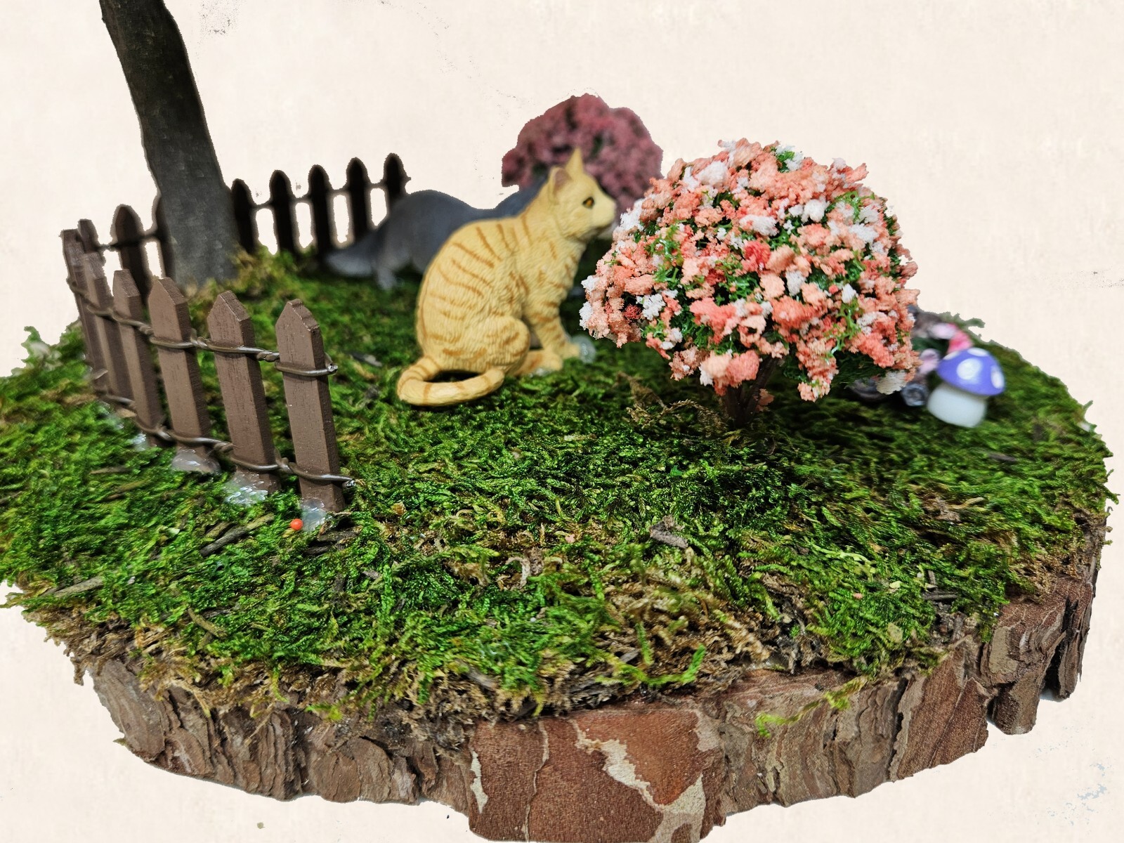 12in. Bonsai Plant Faux Indoor Outdoor Plant Home Office Decor cat figure Moss