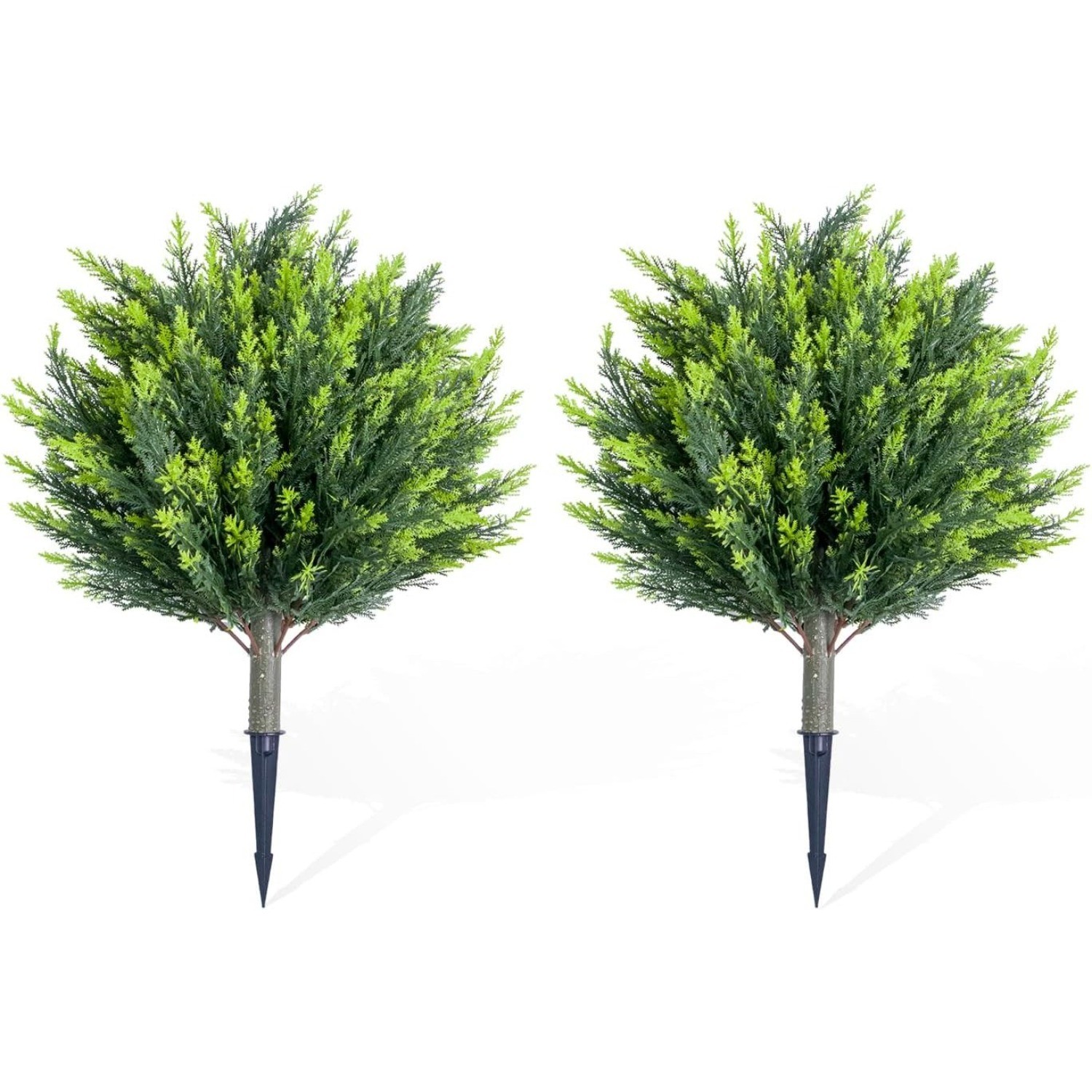 2/4 PCS Artificial Cypress Plant Decor Stakes with Ground Spike Faux Plant Decor